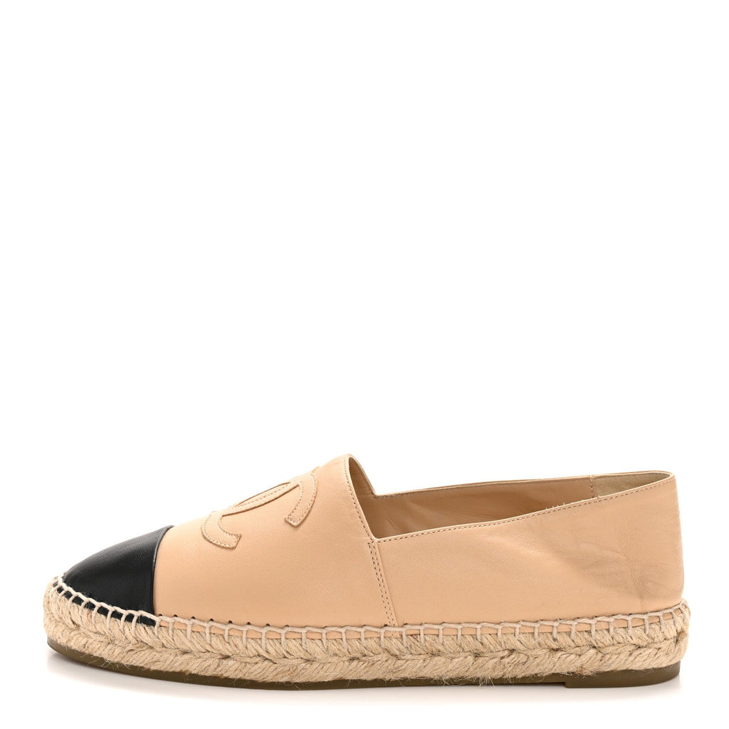 Lambskin CC Espadrilles 39 Beige Black