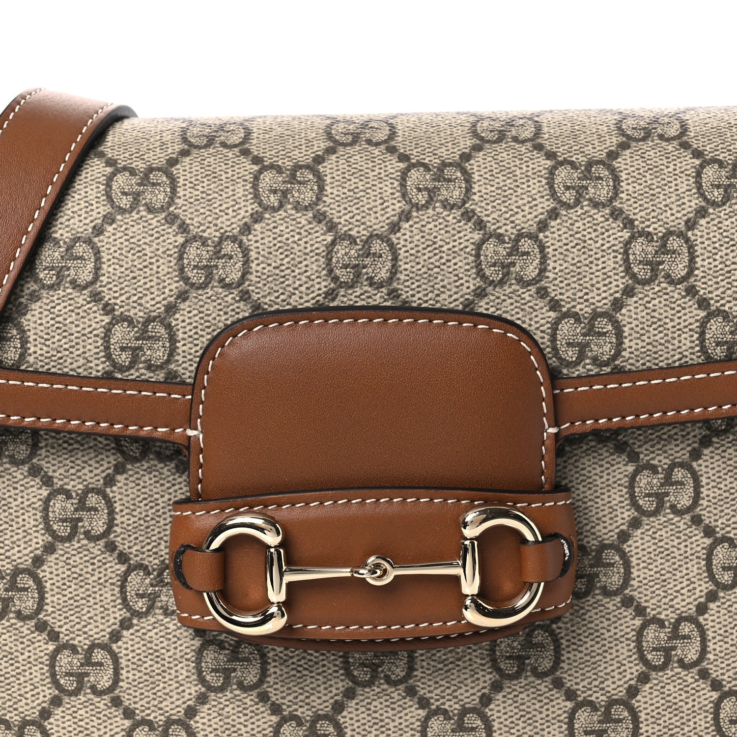 Gucci GG Supreme Monogram Duomo Lux Horsebit 1955 Soft Small Shoulder Bag Beige Ebony Sundial
