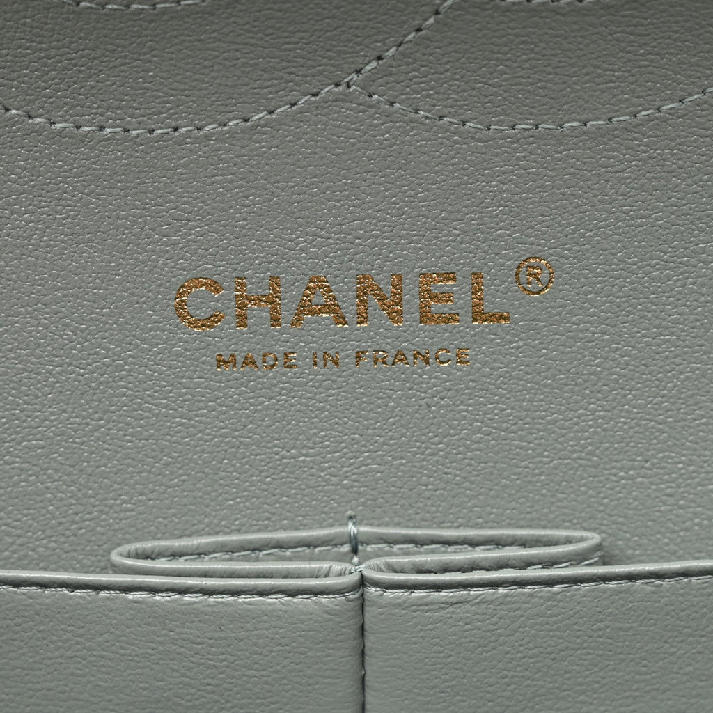 Chanel Caviar Quilted Jumbo Double Flap Light Blue