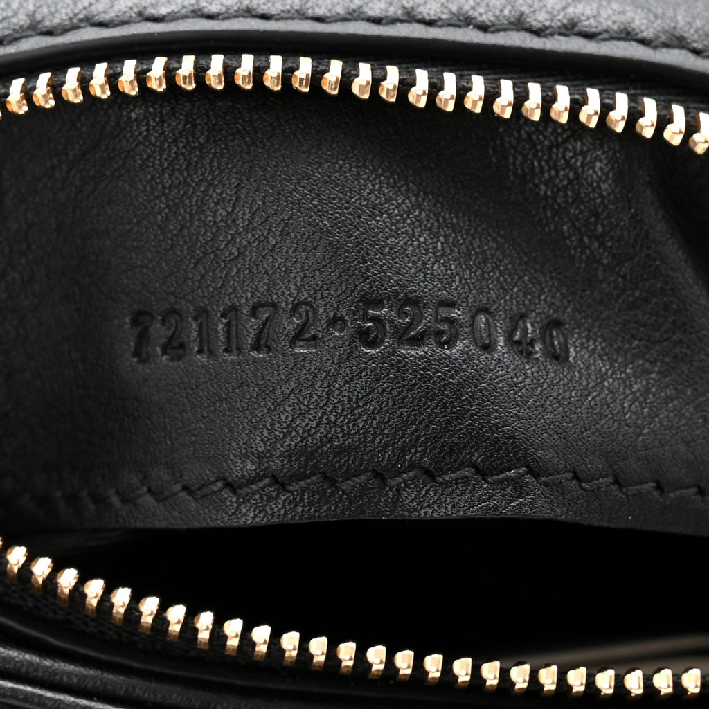 Gucci Roxy Calfskin Web Medium Blondie Top Handle Shoulder Flap Bag Black