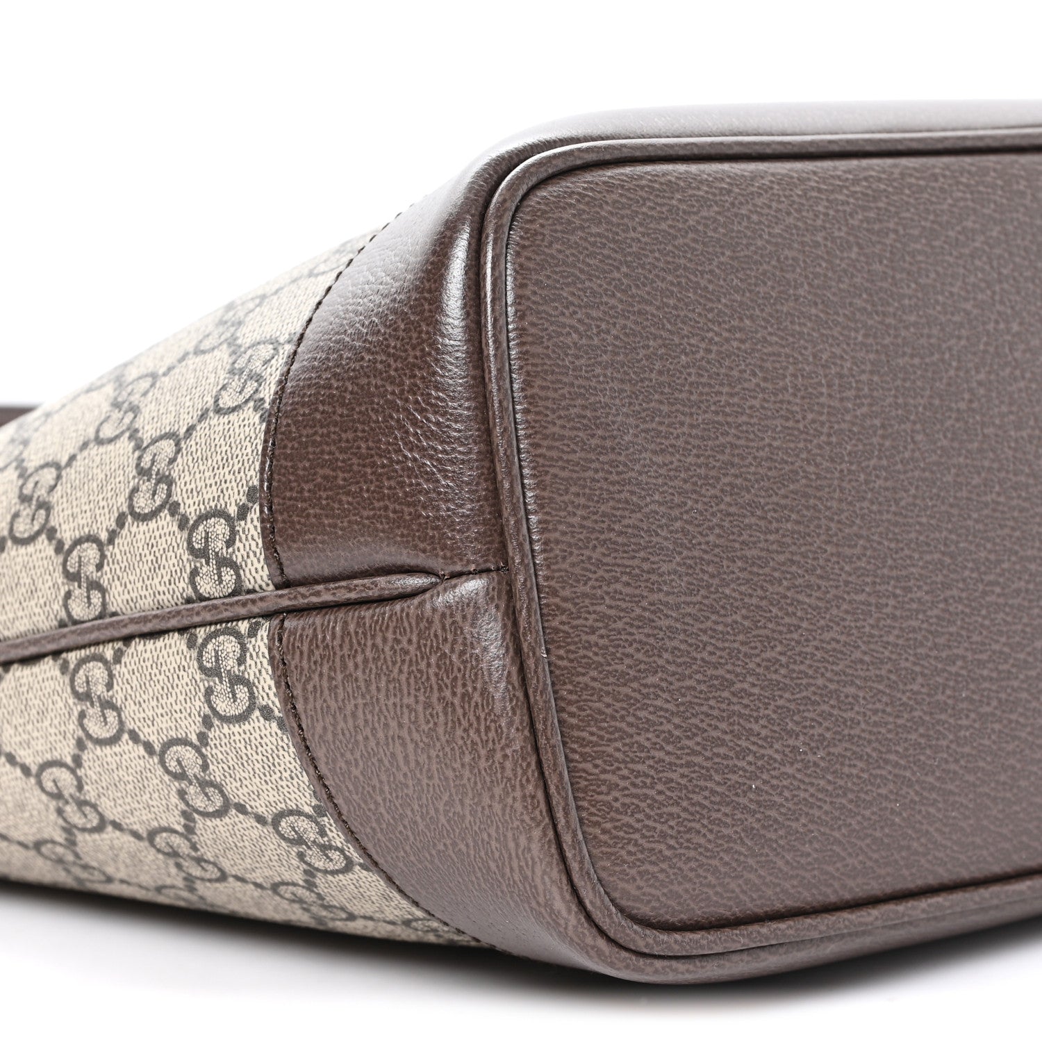 Gucci GG Supreme Monogram Textured Calfskin Web Small Ophidia Shoulder Tote Bag Beige Ebony New Acero
