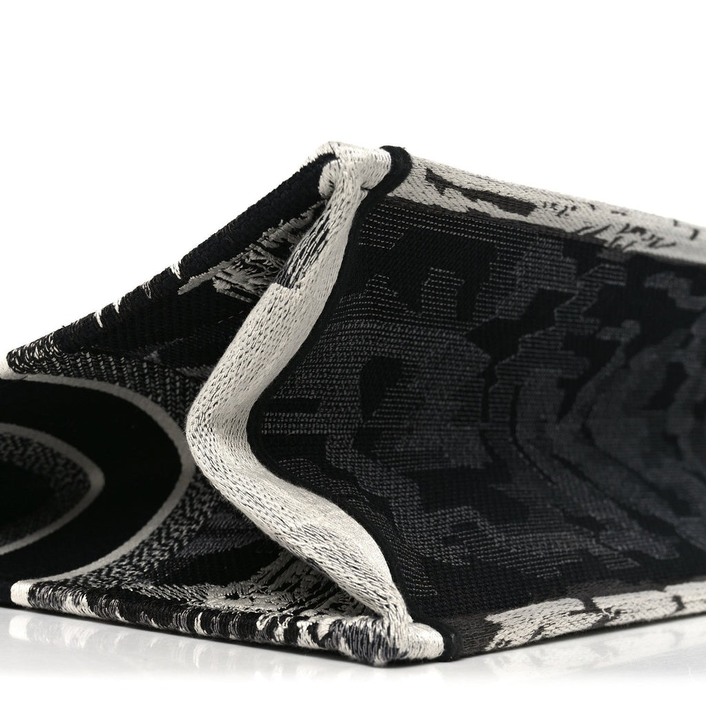 Christian Dior Canvas Embroidered Medium Paris Book Tote Black White