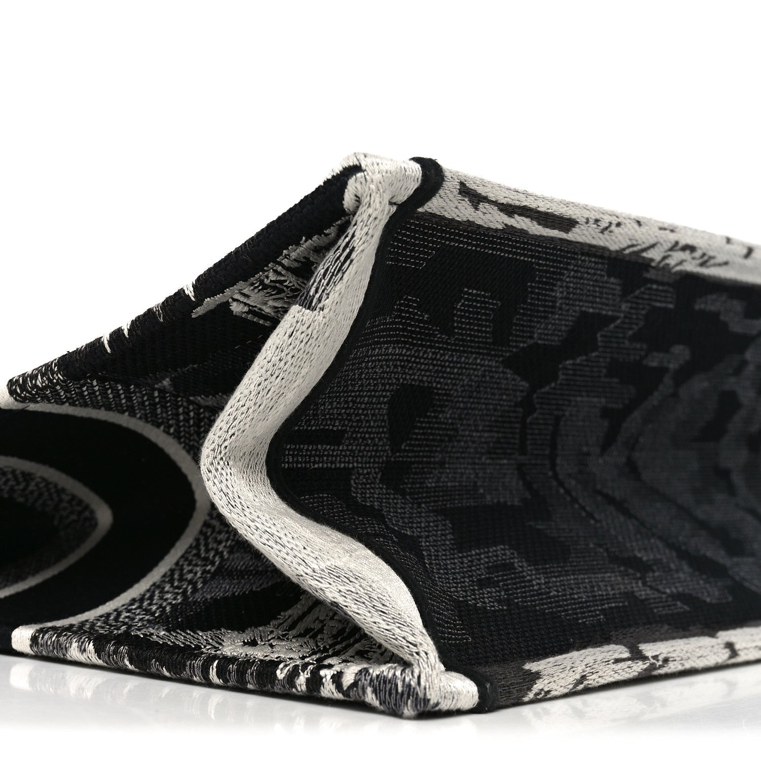 Christian Dior Canvas Embroidered Medium Paris Book Tote Black White