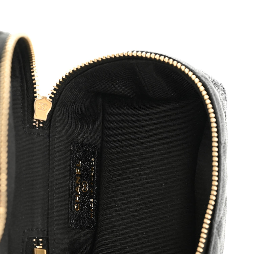 Chanel Caviar Quilted Mini Top Handle Vanity With Chain Black