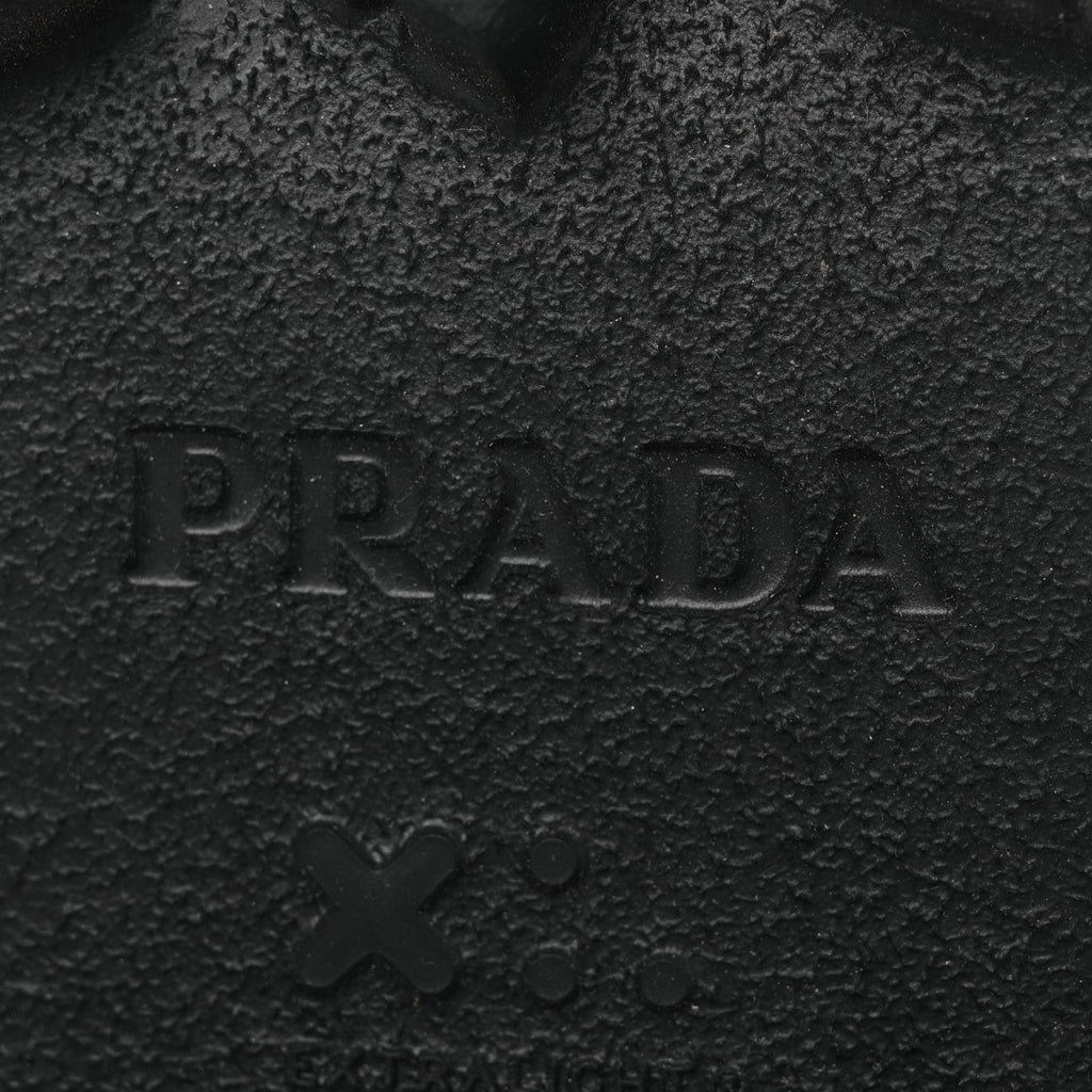 Prada Spazzolato Rois Nylon Metal Triangle Logo Monolith Pouch Pocket 55mm Boots 37 Black