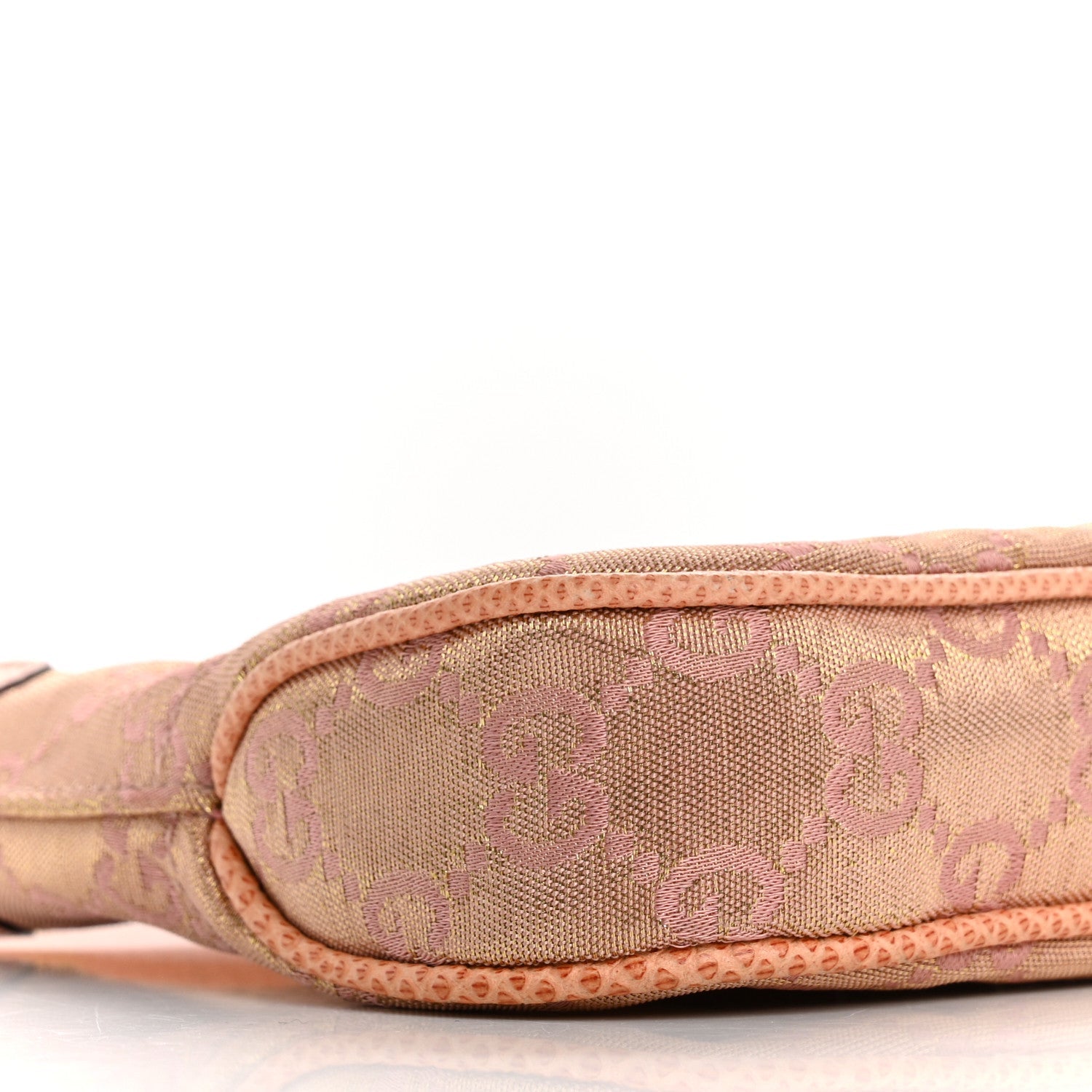 Gucci Metallic Monogram Lizard Jackie O Hobo Pink