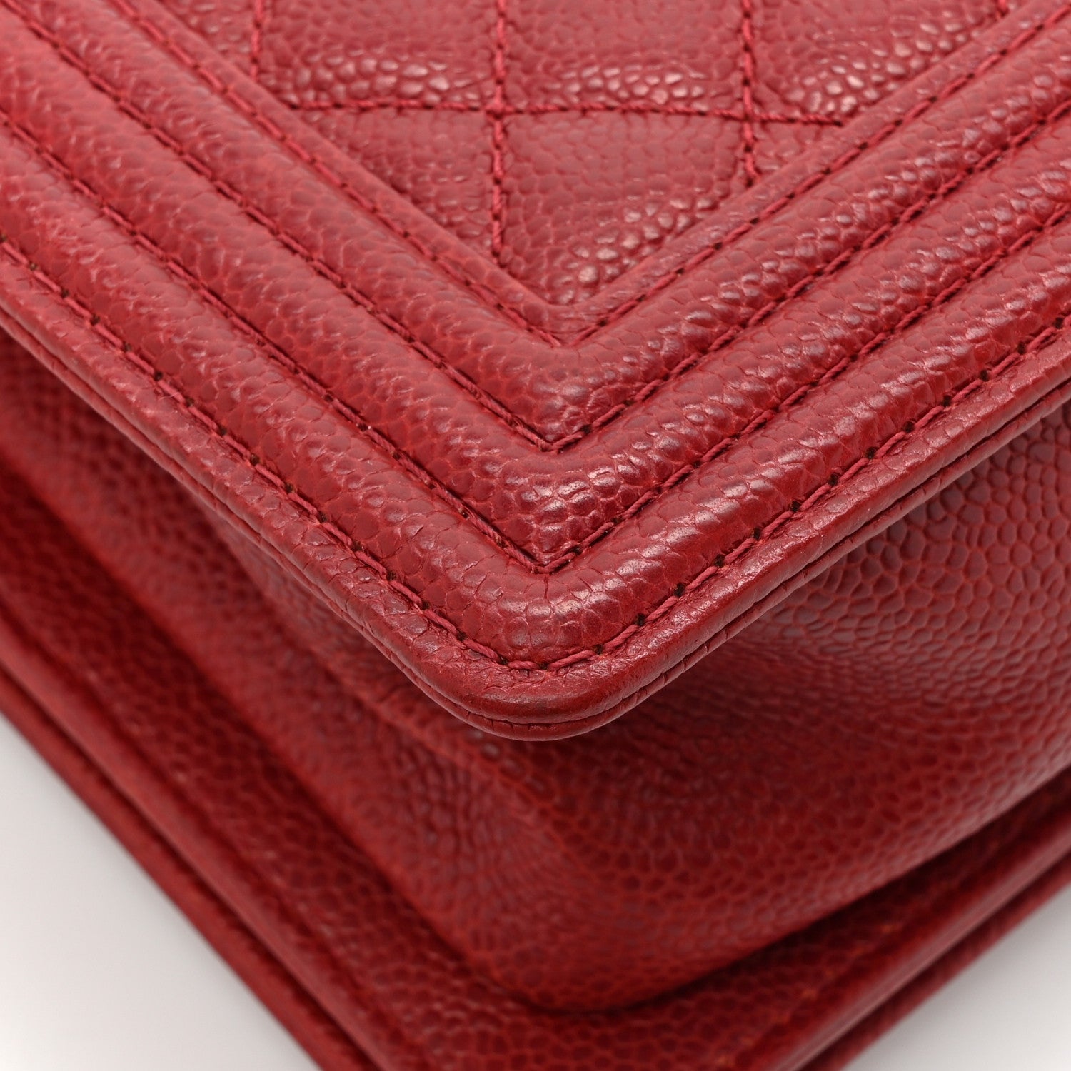 Chanel Caviar Quilted Medium Boy Flap Red