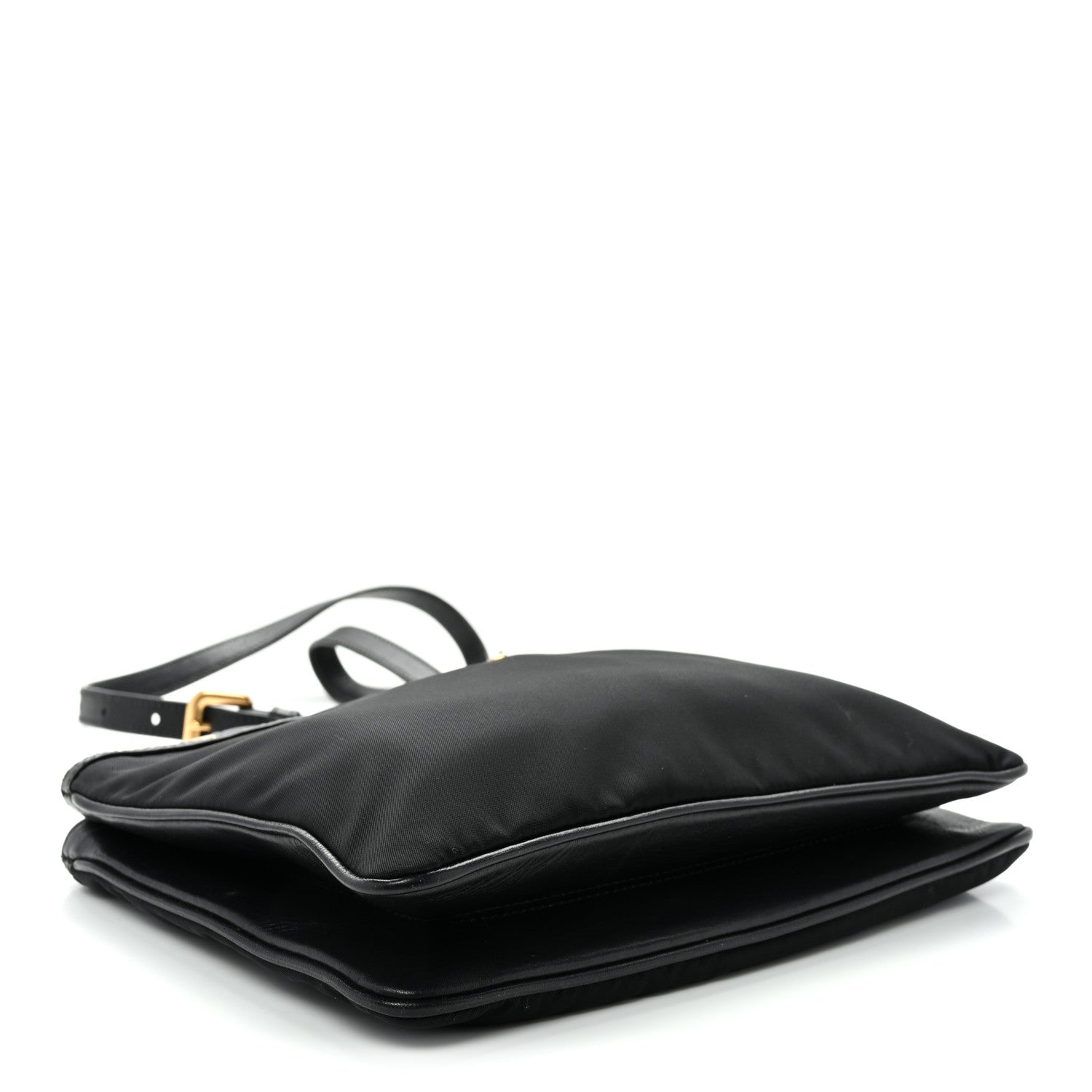 Prada Tessuto Nylon Soft Calf Double Zip Crossbody Bag Black