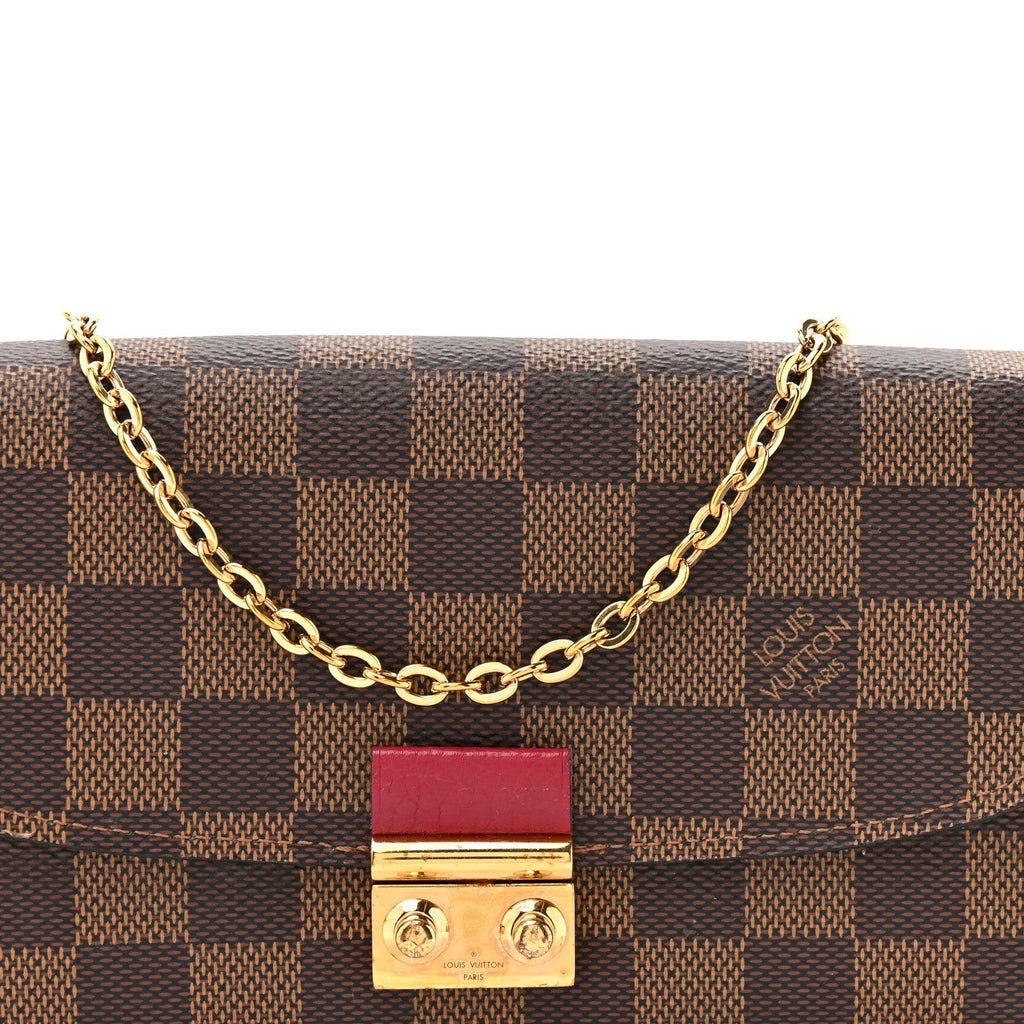 Louis Vuitton Damier Ebene Croisette Chain Wallet Scarlet