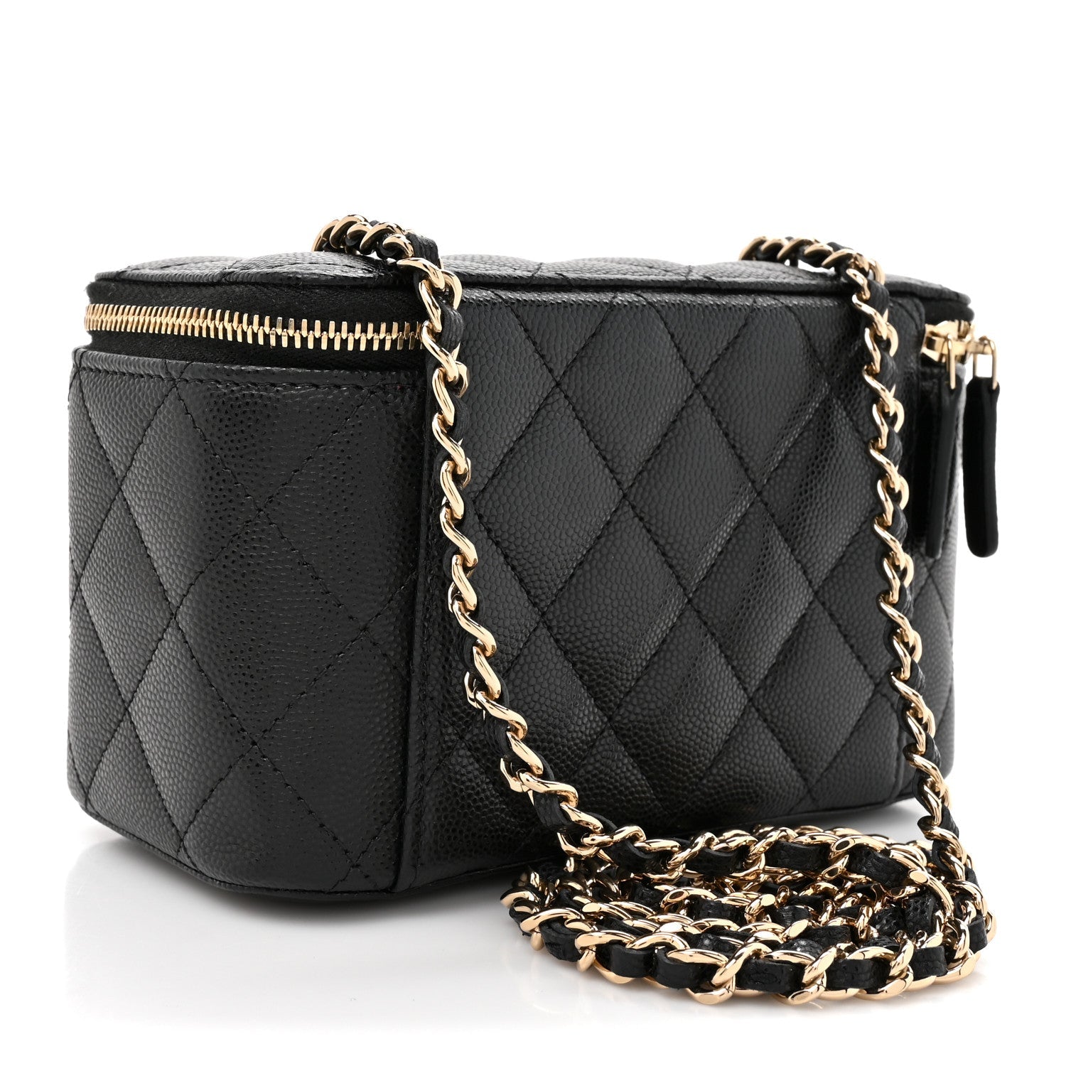 Chanel Caviar Quilted Small Vanity Case With Chain Black