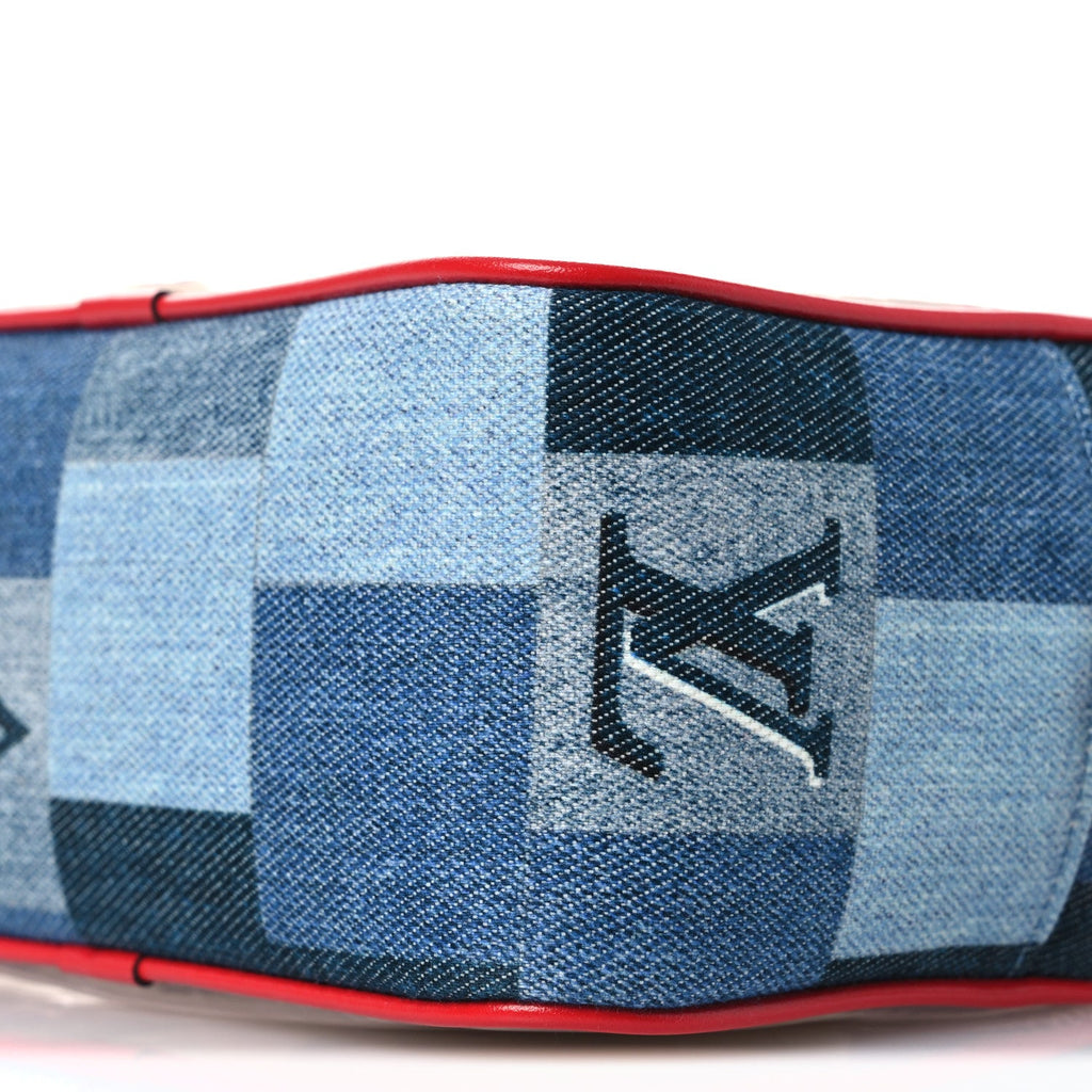 Louis Vuitton Denim Damier Monogram Patchwork PVC Beach Pouch Blue Rouge