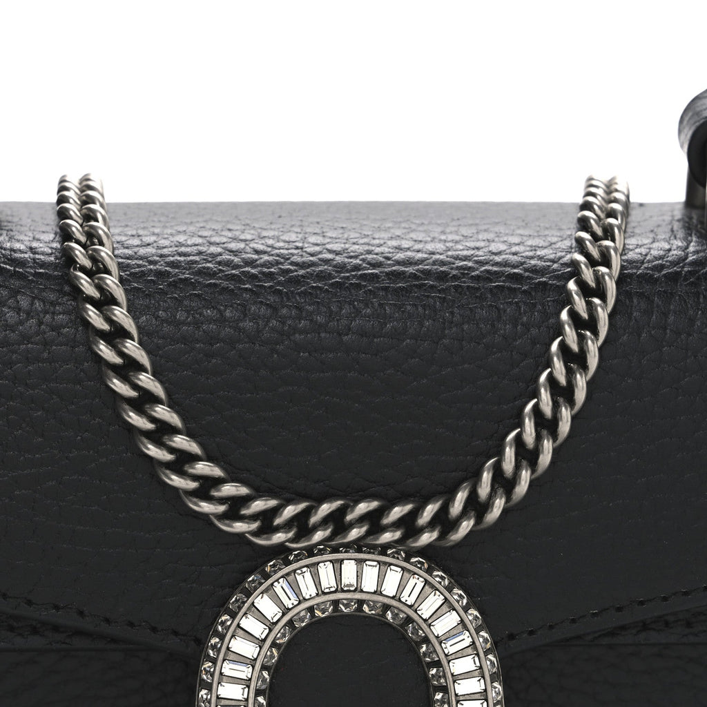 Gucci Dollar Calfskin Crystal Mini Dionysus Top Handle Bag Black Crystal
