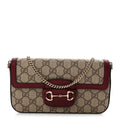 Gucci GG Supreme Monogram Azalea Calfskin Horsebit 1955 Mini Bag Beige Ebony Rosso Ancora