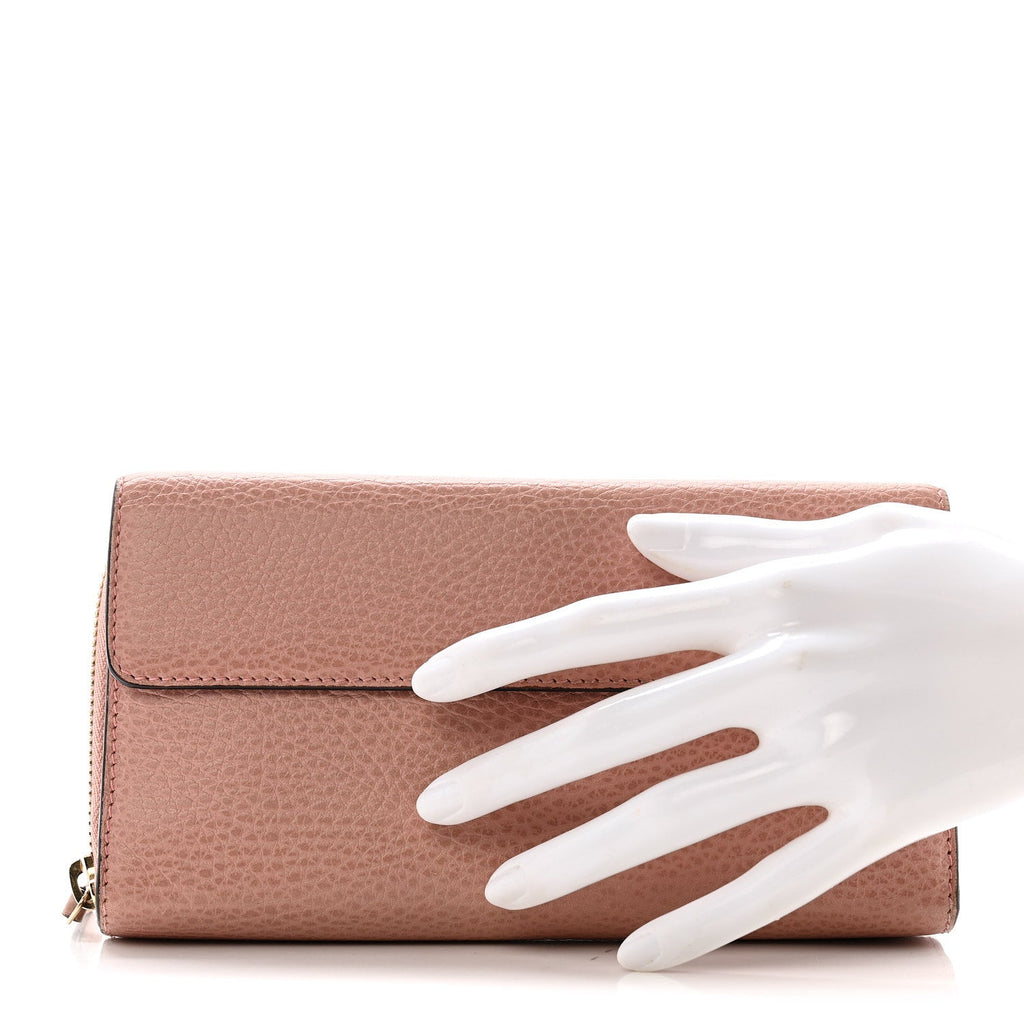 Gucci Dollar Calfskin Interlocking G Continental Wallet Soft Pink