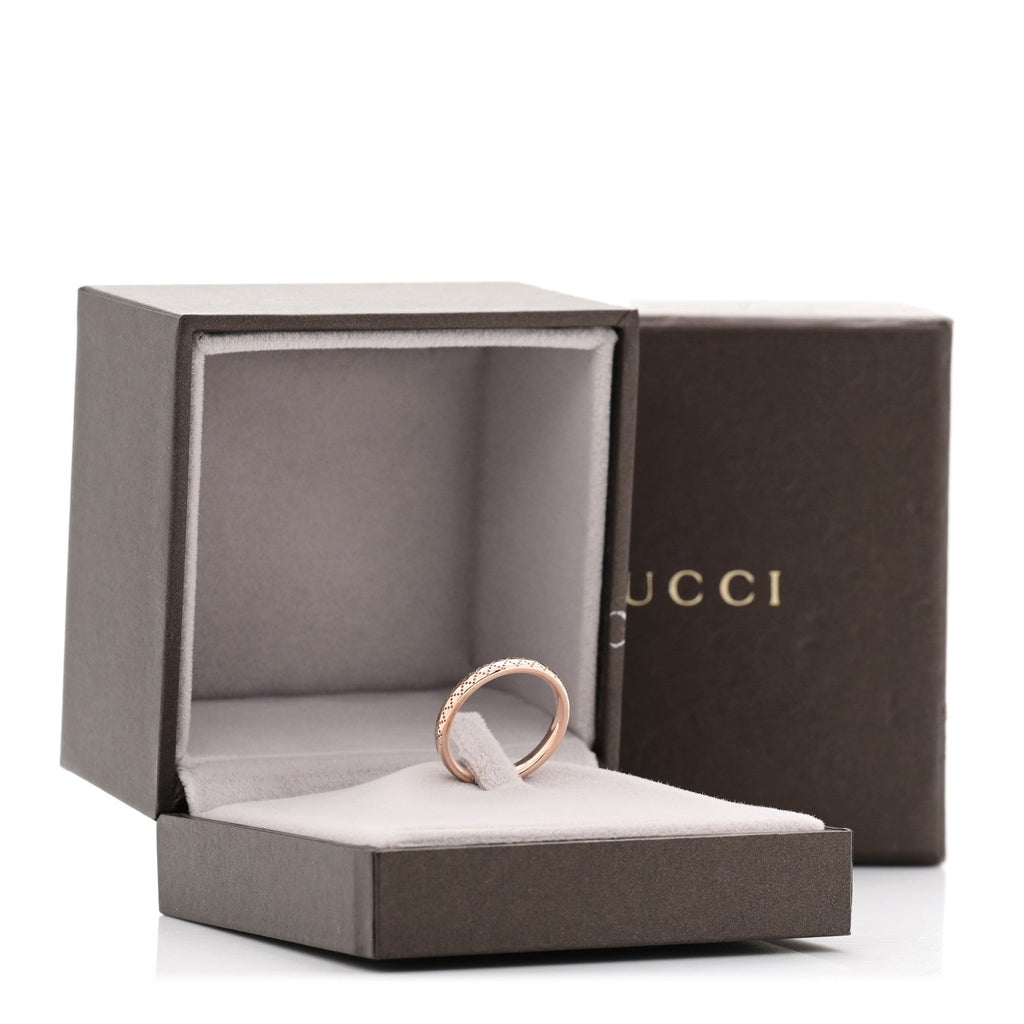 Gucci 18K Rose Gold Diamantissima Band Ring 50 5.25