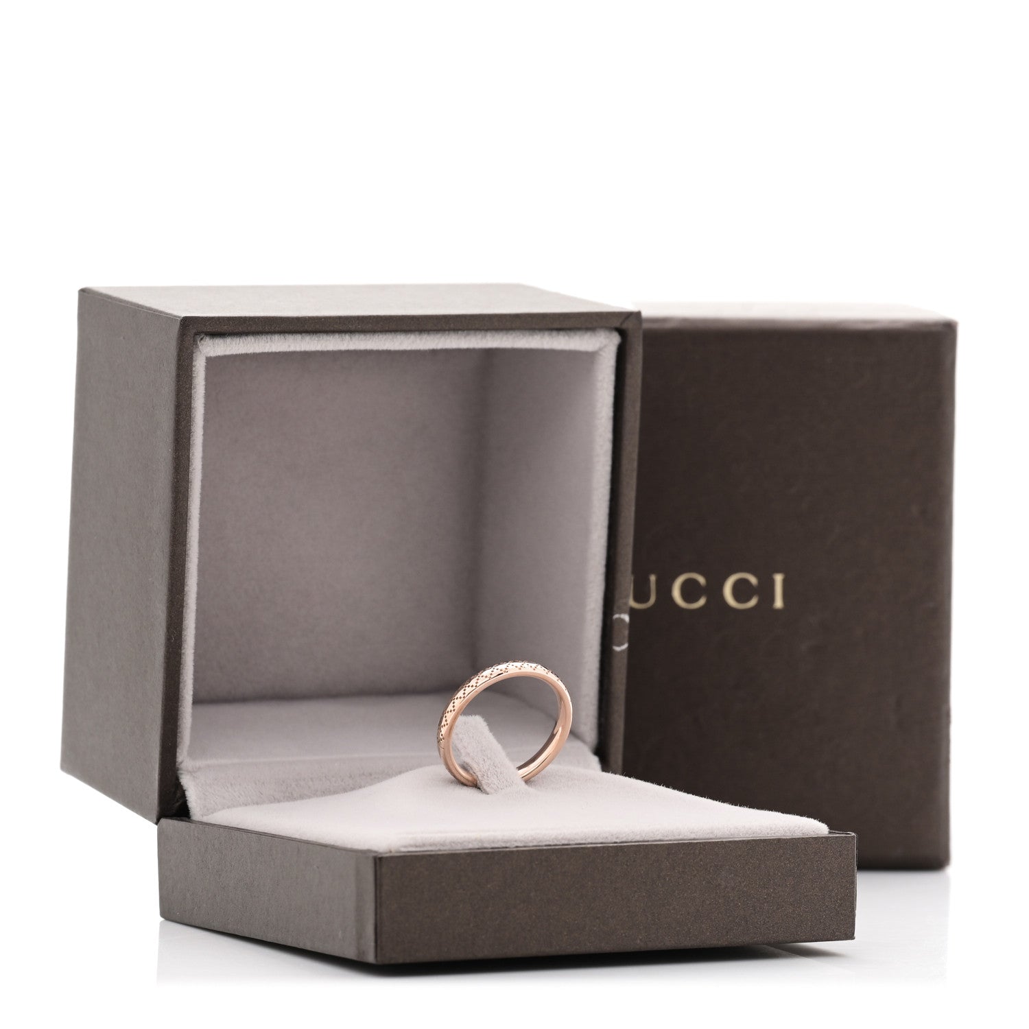 Gucci 18K Rose Gold Diamantissima Band Ring 50 5.25