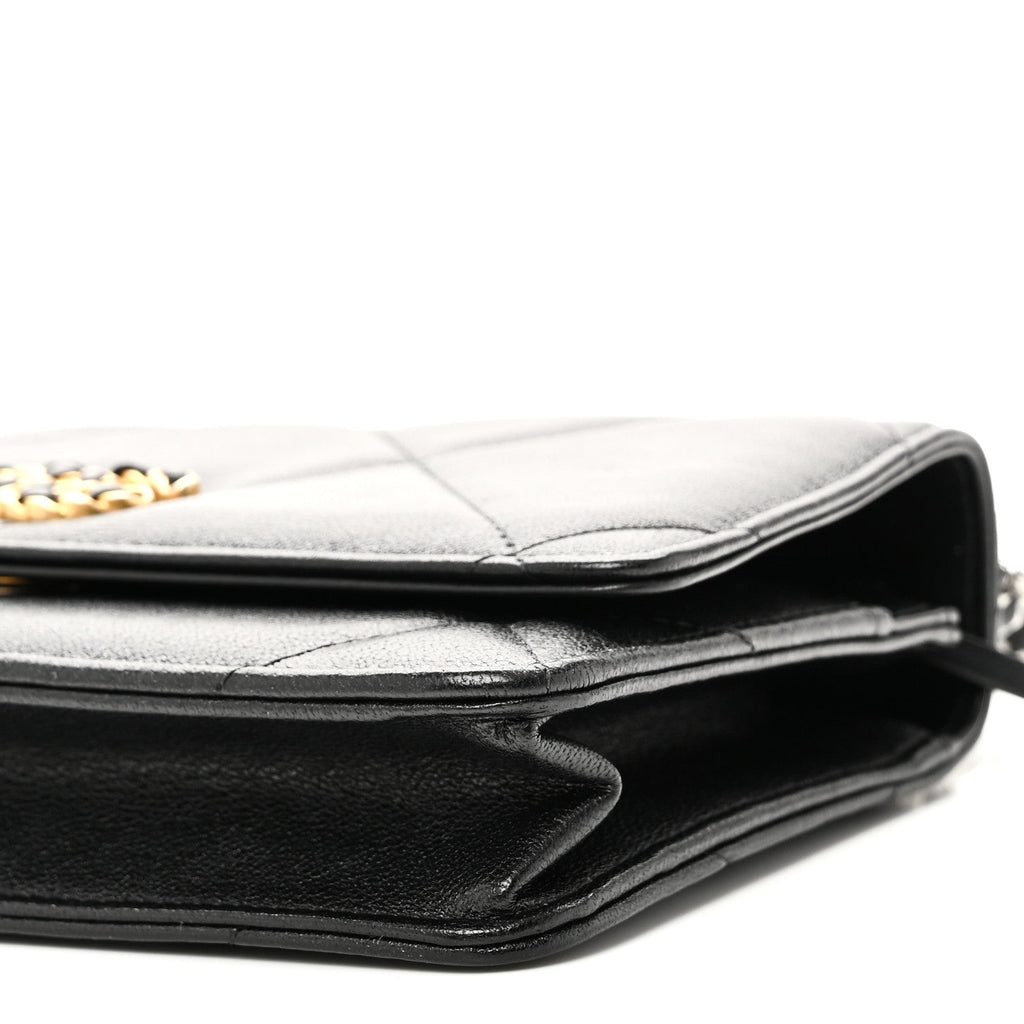 Chanel Lambskin Quilted Chanel 19 Wallet On Chain WOC Black