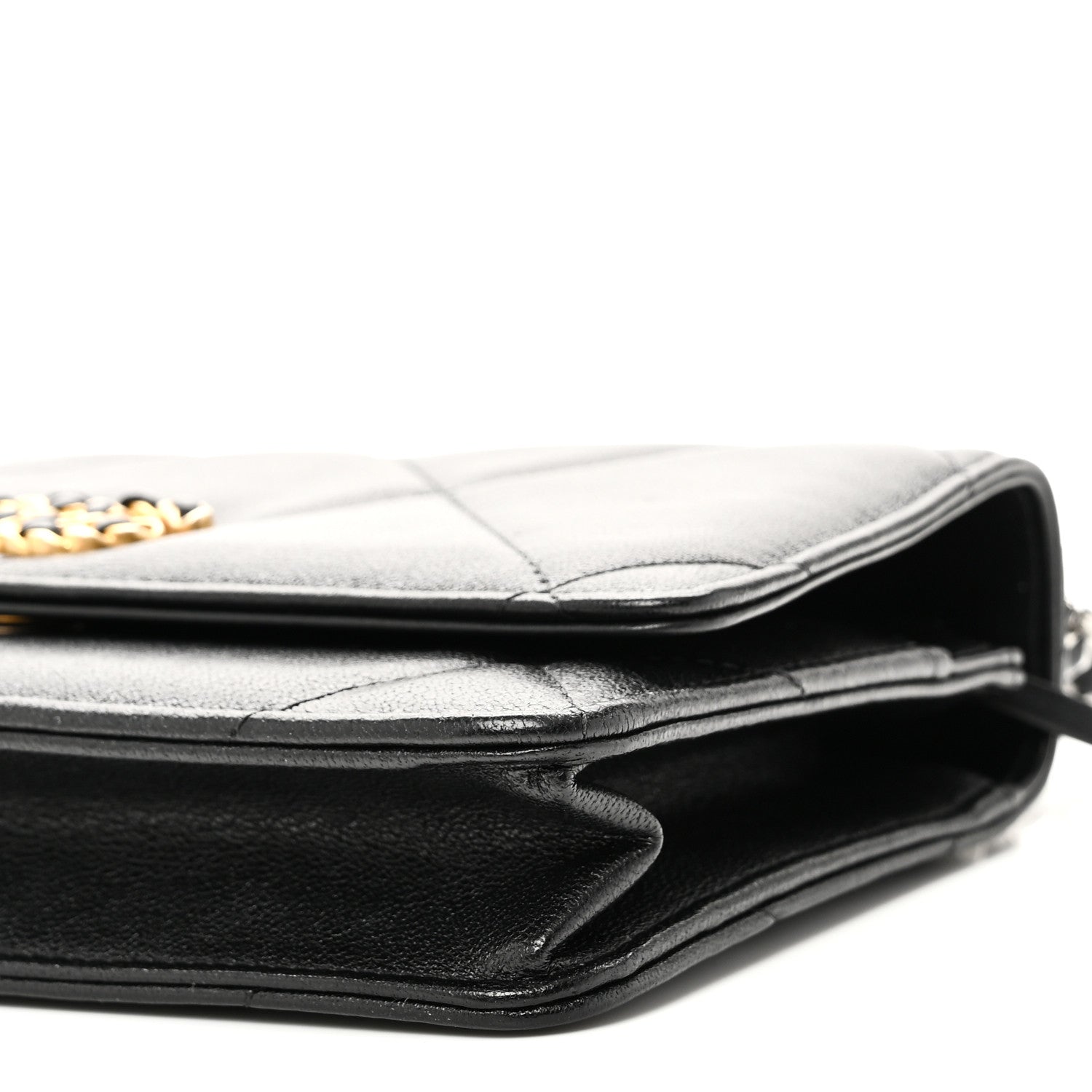 Chanel Lambskin Quilted Chanel 19 Wallet On Chain WOC Black