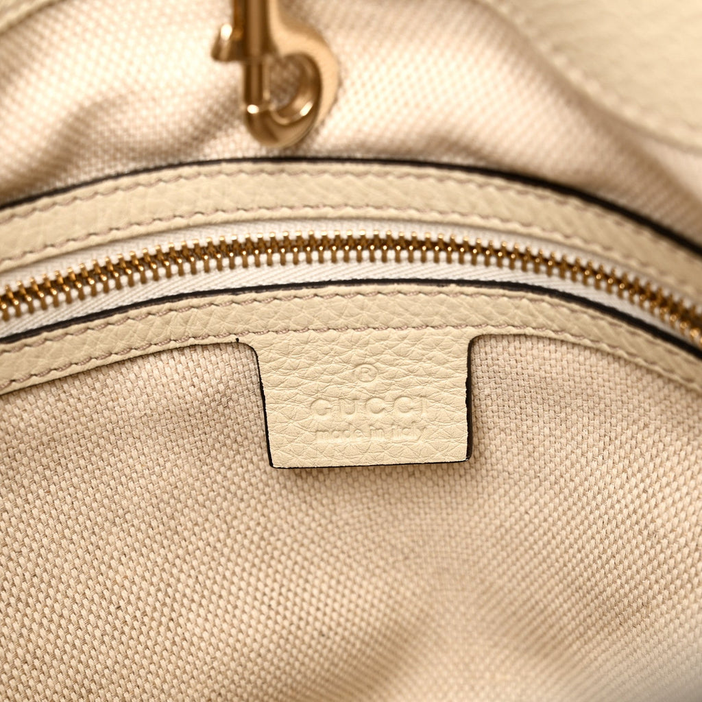 Gucci Pebbled Calfskin Medium Soho Chain Shoulder Bag  Off White