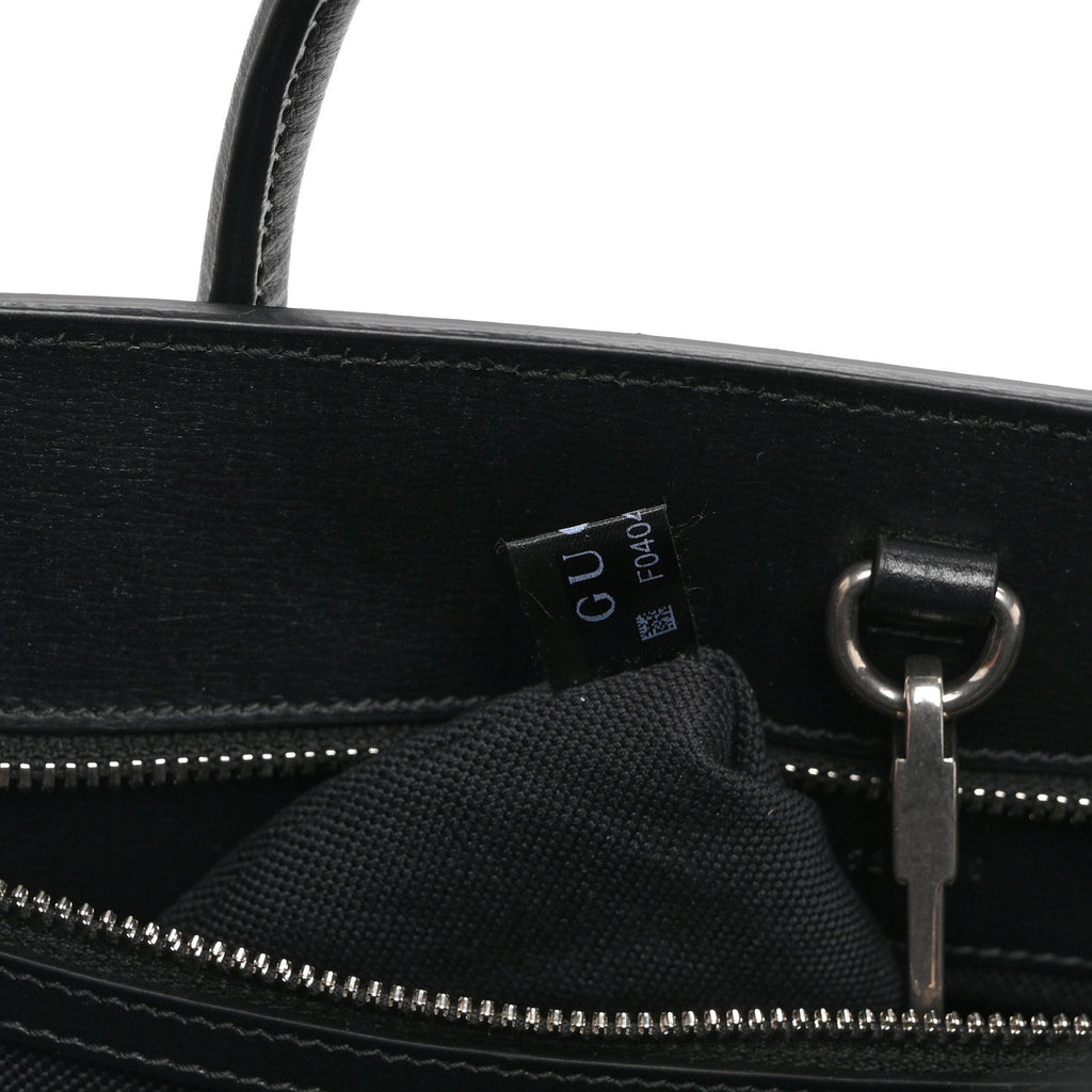Gucci GG Supreme Monogram Azalea Calfskin Medium Retro Interlocking G Vertical Tote Bag Black