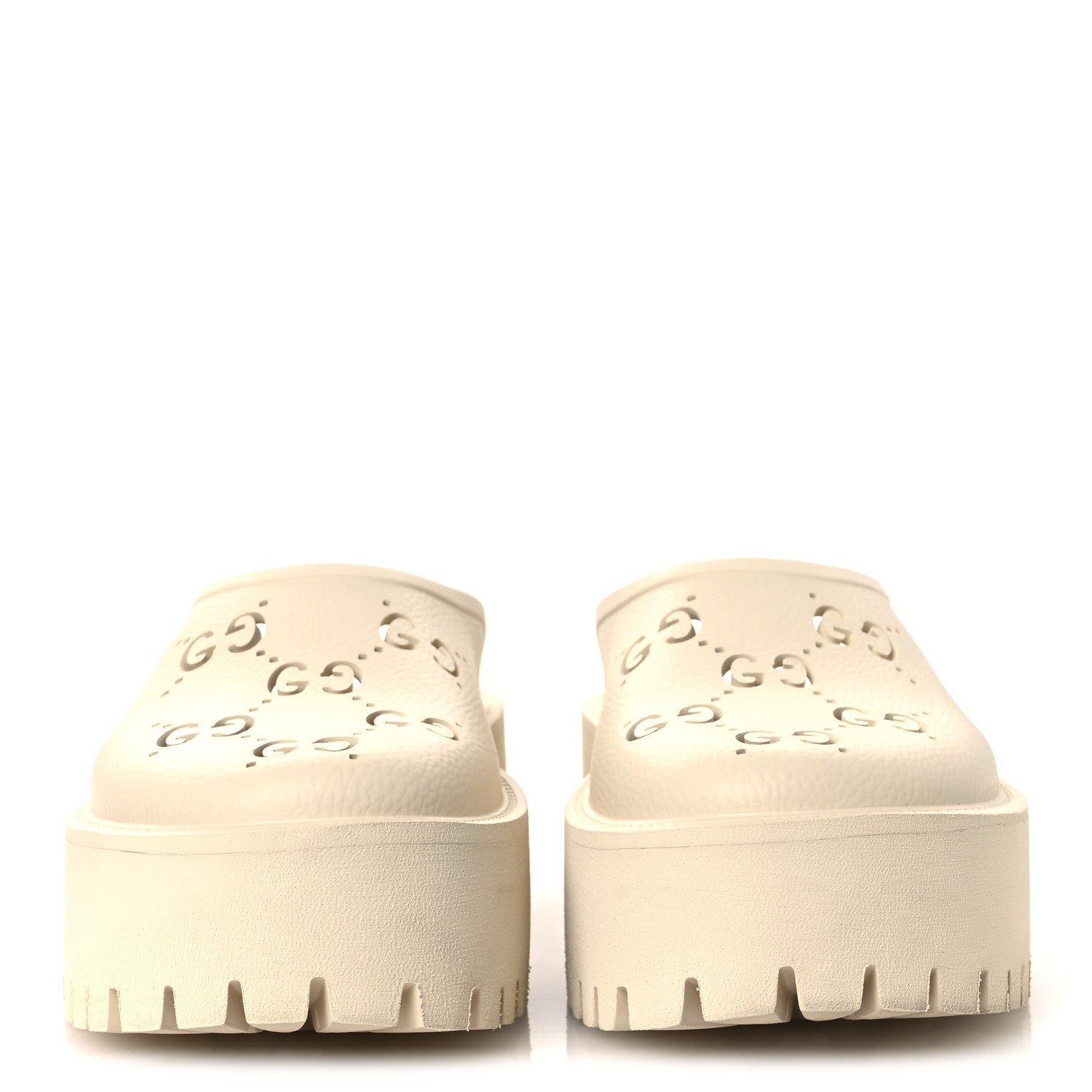 Gucci Rubber Monogram GG Go Through Platform Slide Clogs 38 Mystic White