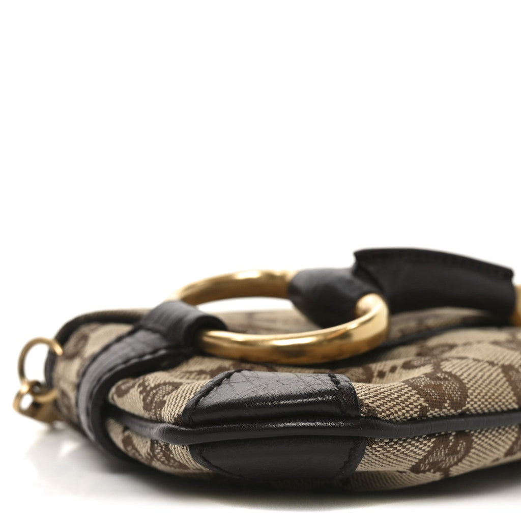 Gucci Monogram Horsebit Clutch Dark Brown