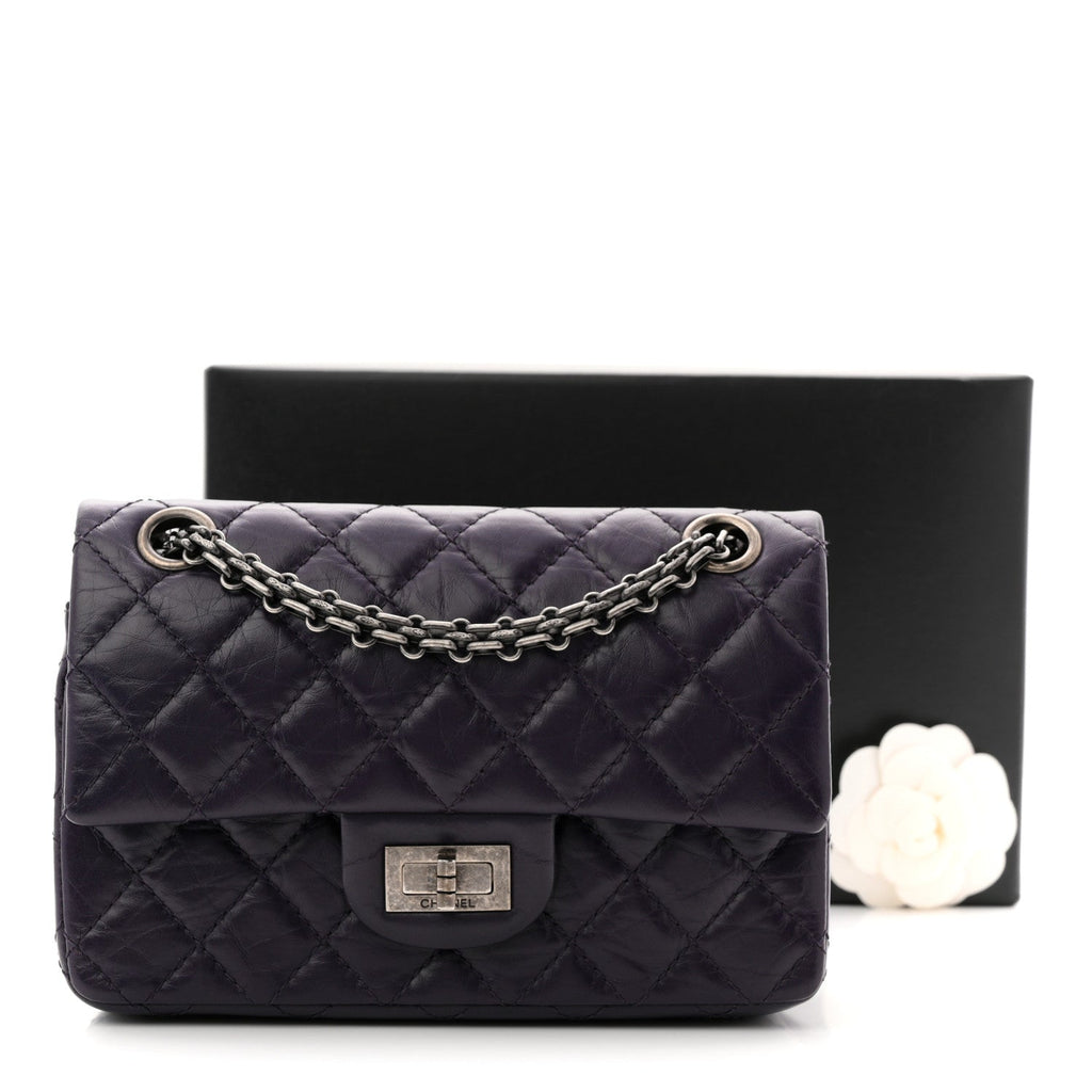 Chanel Aged Calfskin Quilted 2.55 Reissue Mini Flap Dark Purple