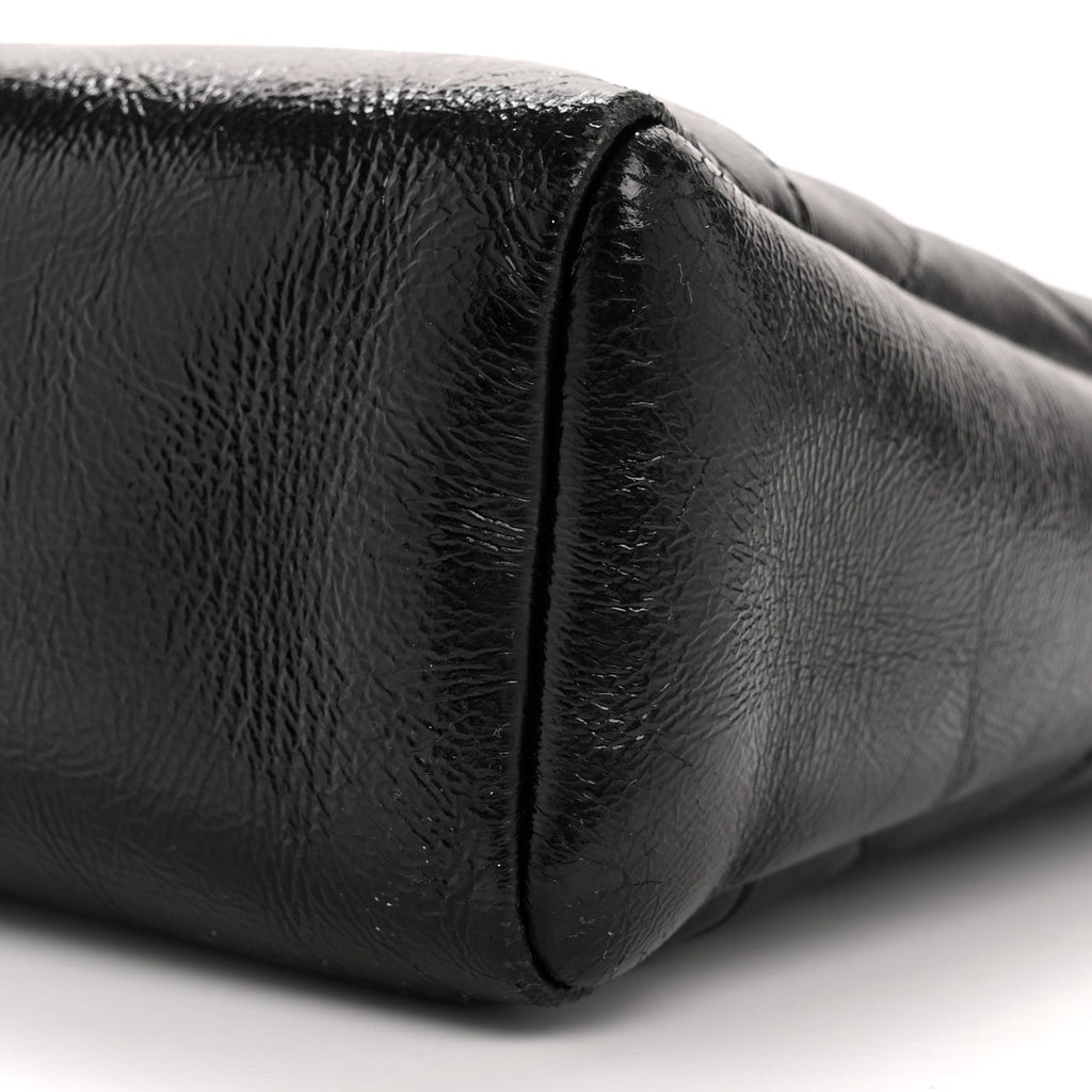 Chanel Shiny Crumpled Calfskin Quilted Small 31 Shopping Bag Black
