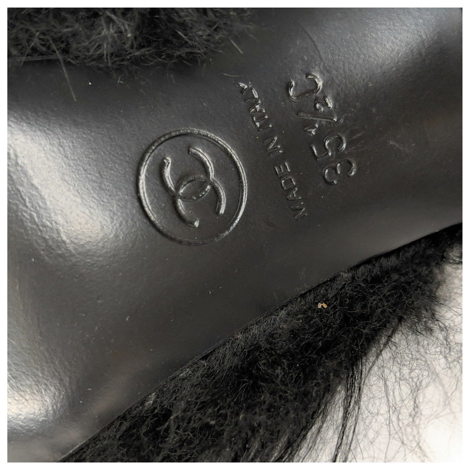 Chanel bag Interlocking CC Logo Fur Slide Mules 35.5