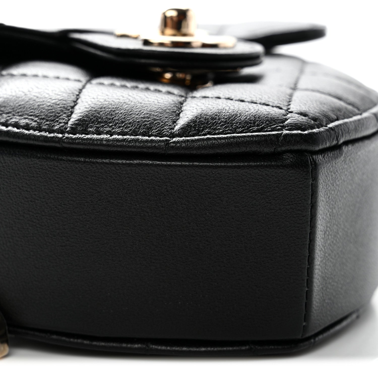 Chanel Lambskin Quilted CC In Love Heart Clutch With Chain Black
