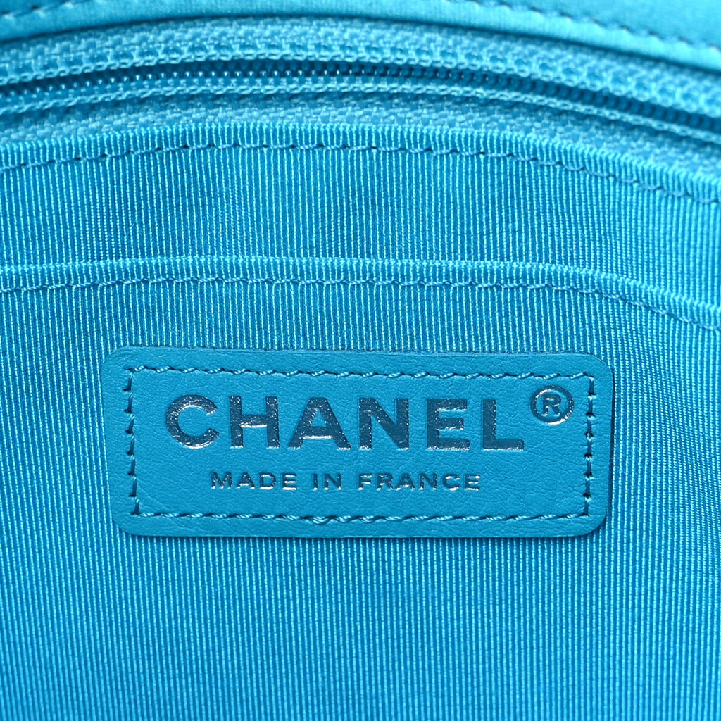 Chanel Silk Chain Printed Medium Single Flap Blue