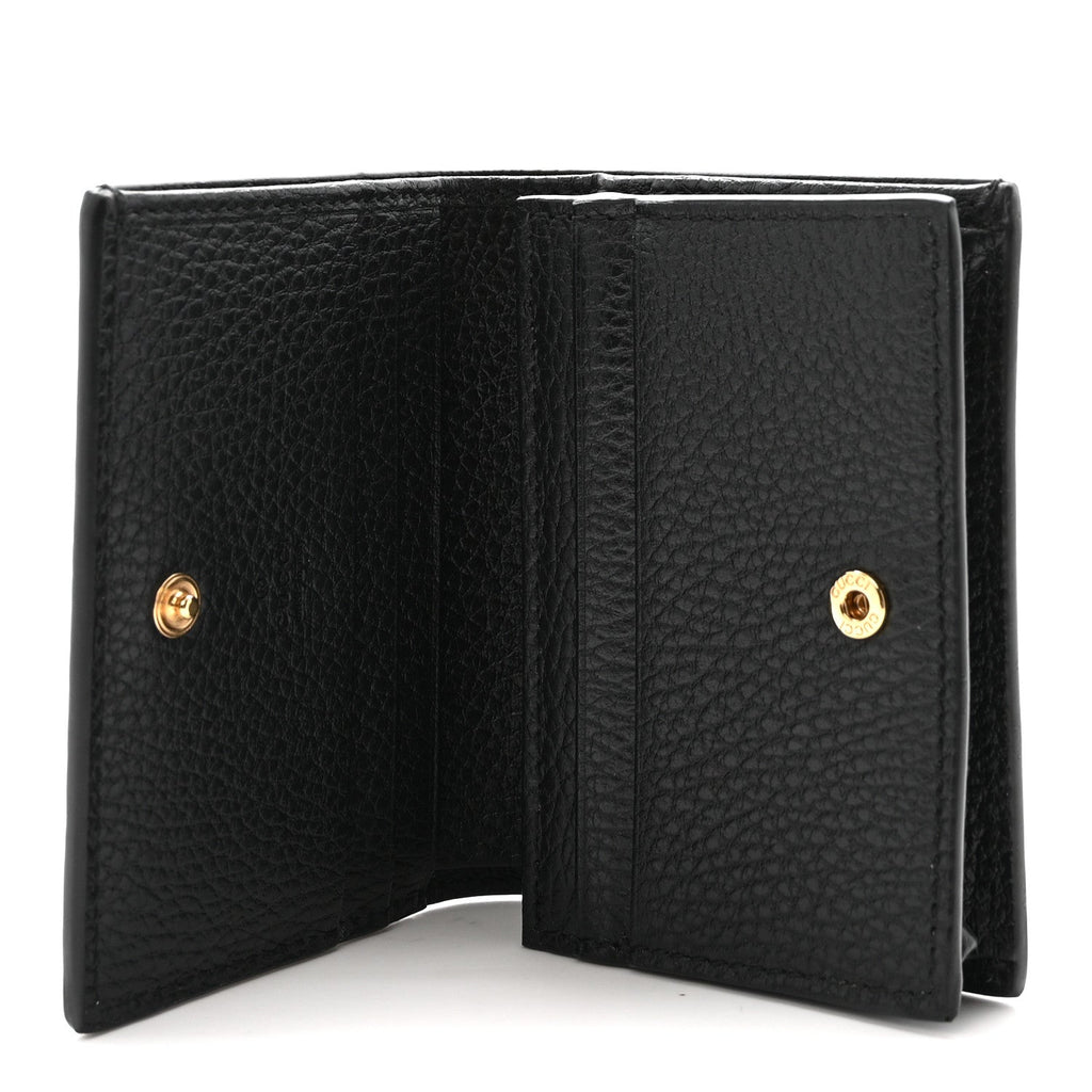 Gucci Dollar Calfskin GG Supreme Monogram GG Marmont Card Case Black Beige Ebony