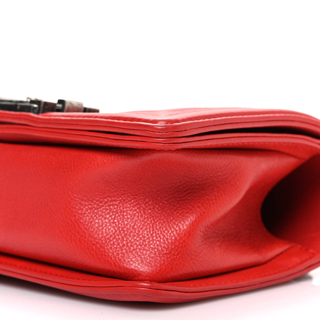 Chanel Calfskin Double Stitch Small Boy Flap Red