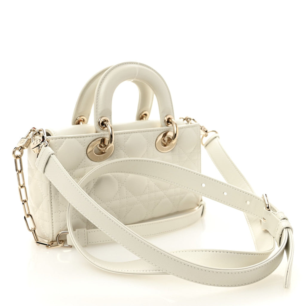 Christian Dior Lambskin Cannage Small Lady D-Joy Latte