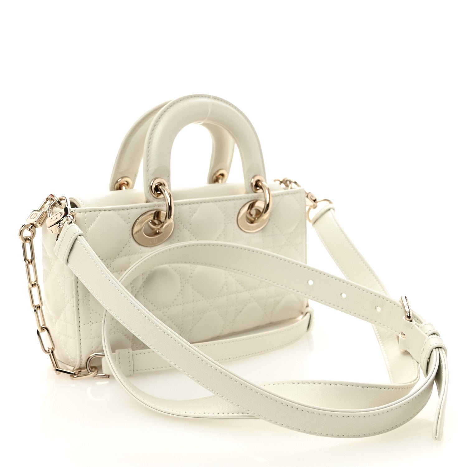 Christian Dior Lambskin Cannage Small Lady D-Joy Latte