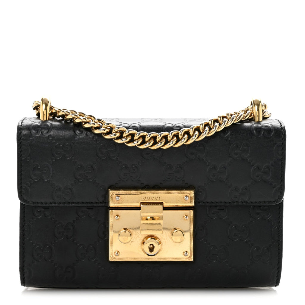 Gucci Guccissima Small Padlock Shoulder Bag Black