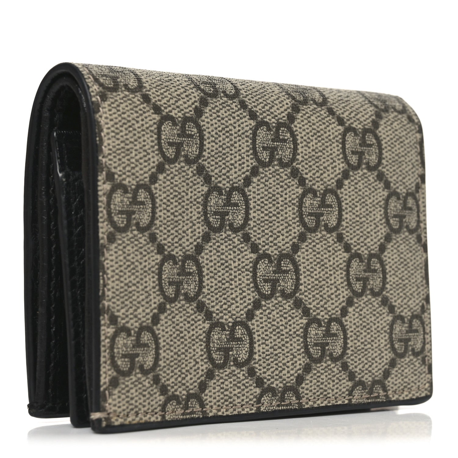 Gucci Dollar Calfskin GG Supreme Monogram GG Marmont Card Case Black Beige Ebony