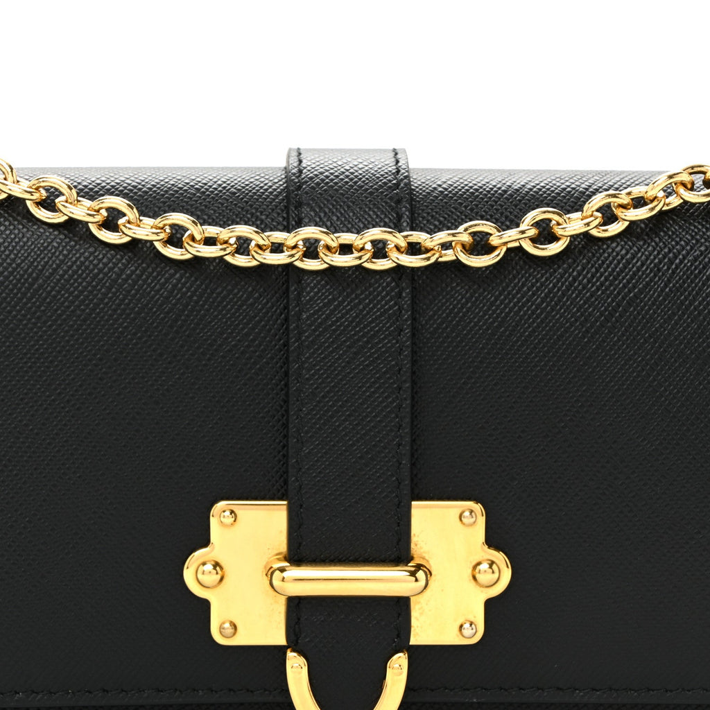 Prada Saffiano Cahier Mini Bag Black