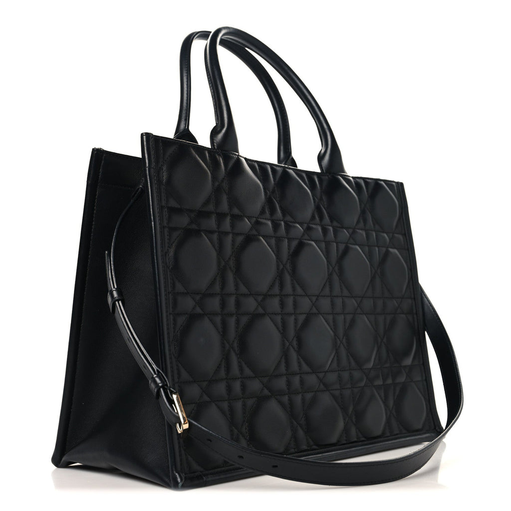 Christian Dior Calfskin Macro Cannage Medium Book Tote Black