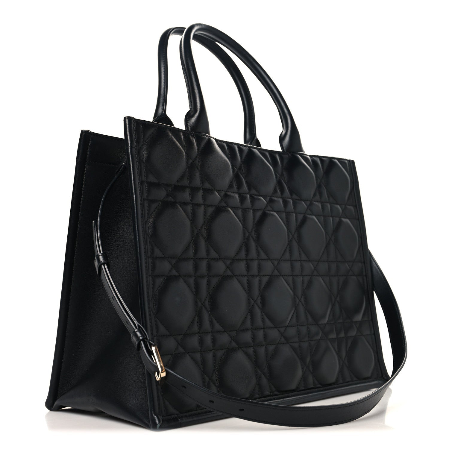 Christian Dior Calfskin Macro Cannage Medium Book Tote Black