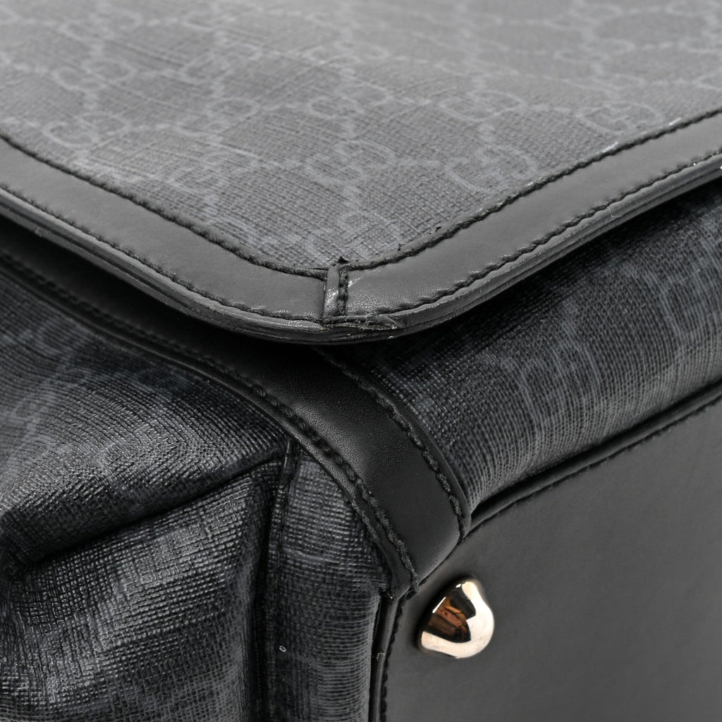 Gucci GG Supreme Monogram Web Messenger Diaper Bag Black Grey