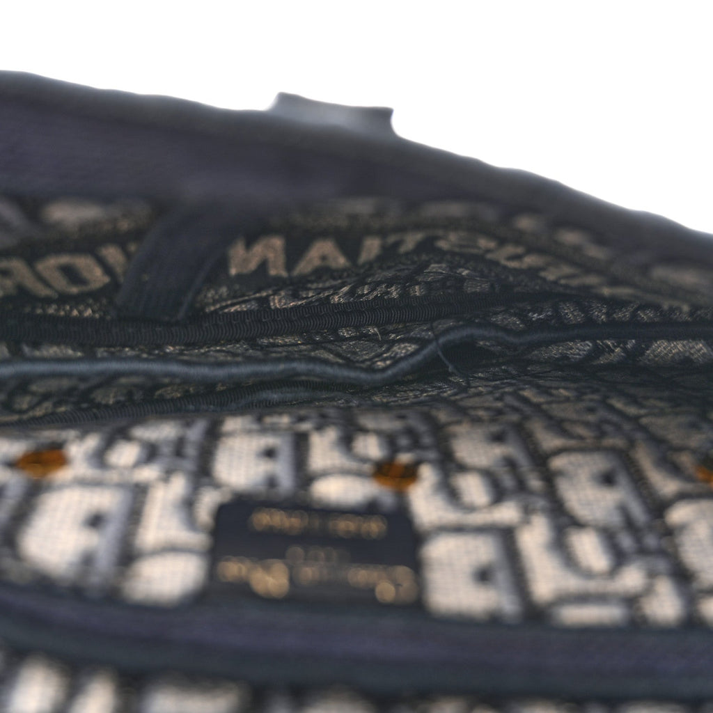 Christian Dior Oblique Embroidered Saddle Bag Blue