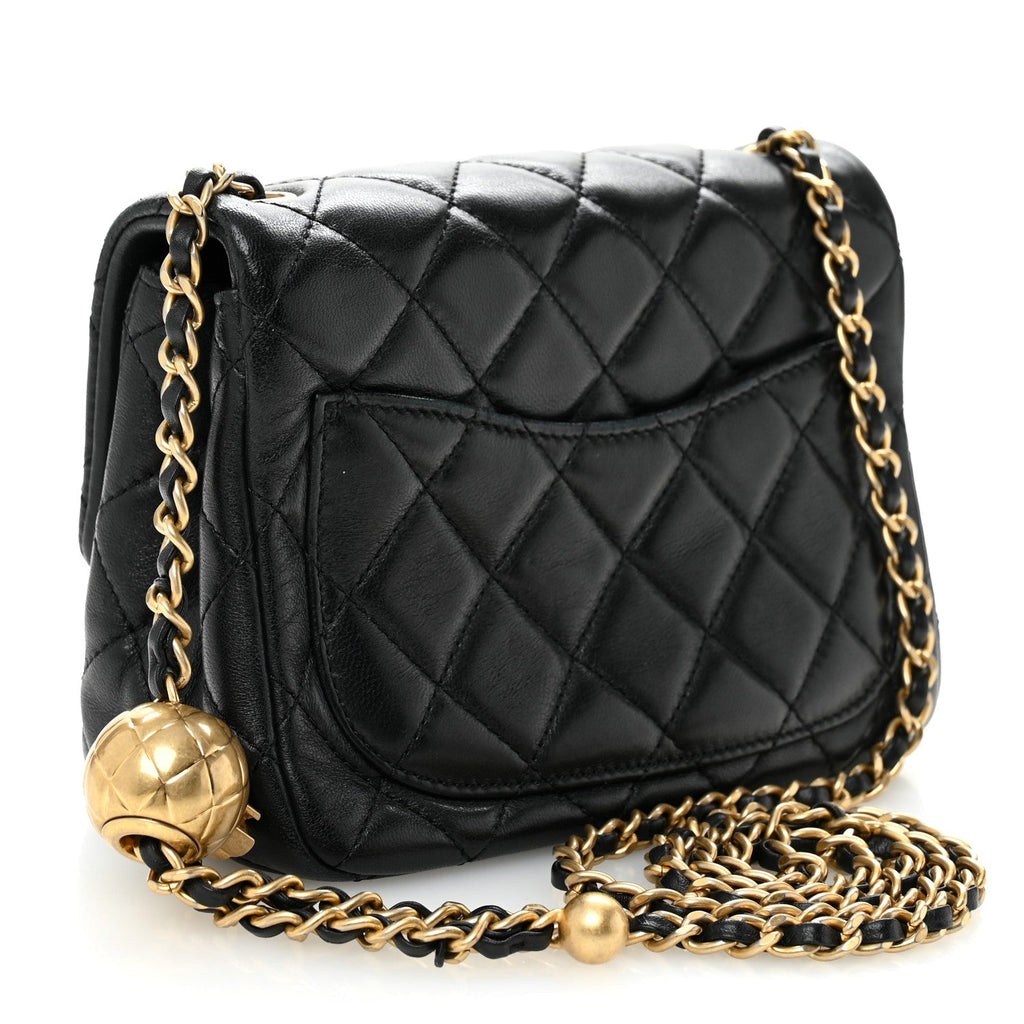 Chanel Lambskin Quilted Mini Pearl Crush Flap Black