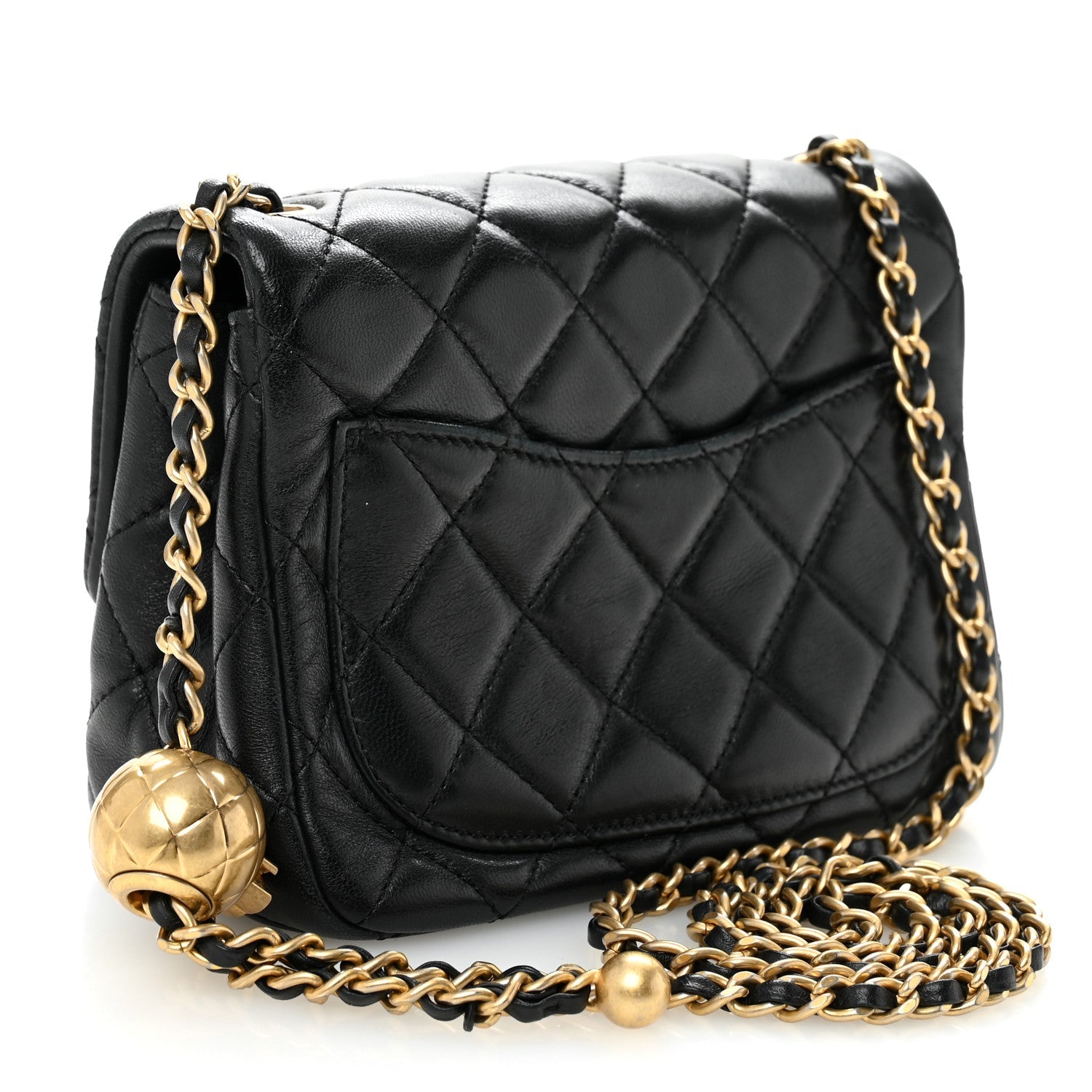 Chanel Lambskin Quilted Mini Pearl Crush Flap Black