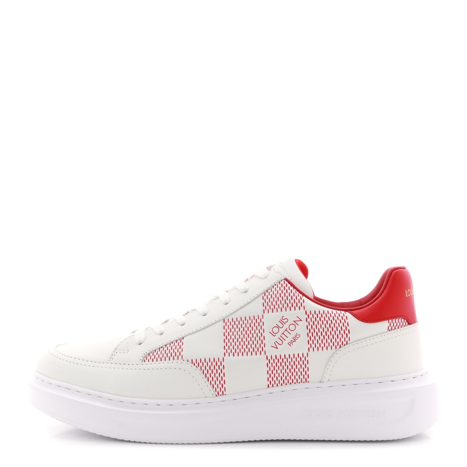 Louis Vuitton Damier Calfskin Mens Beverly Hills Sneakers 8 White Rouge