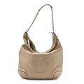 Gucci Metallic Pebbled Calfskin Medium Soho Chain Hobo Golden Beige