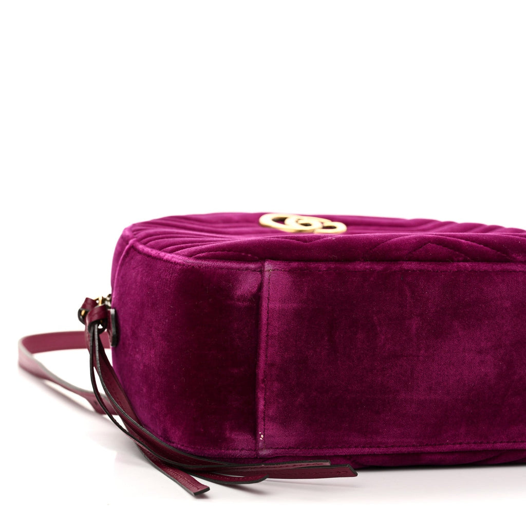 Gucci Velvet Matelasse GG Marmont Dome Backpack Fuchsia Violet Cyclamen