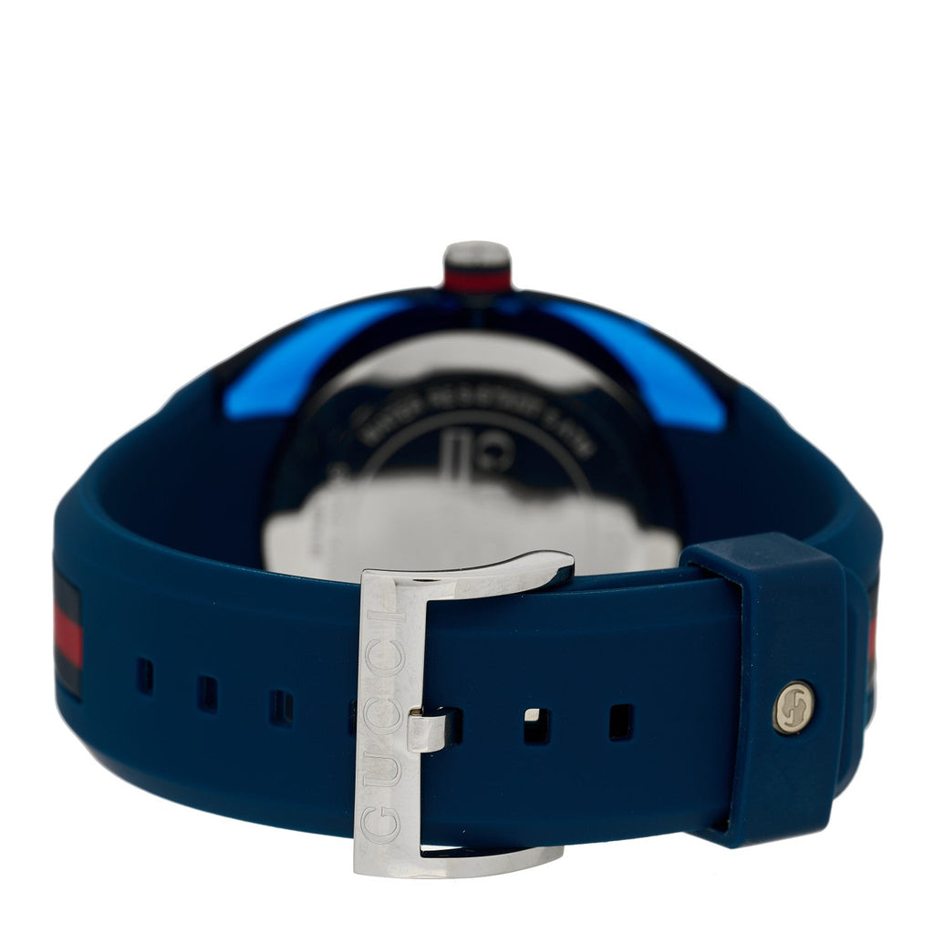 Gucci Stainless Steel Rubber 46mm Sync Web Quartz Watch Blue