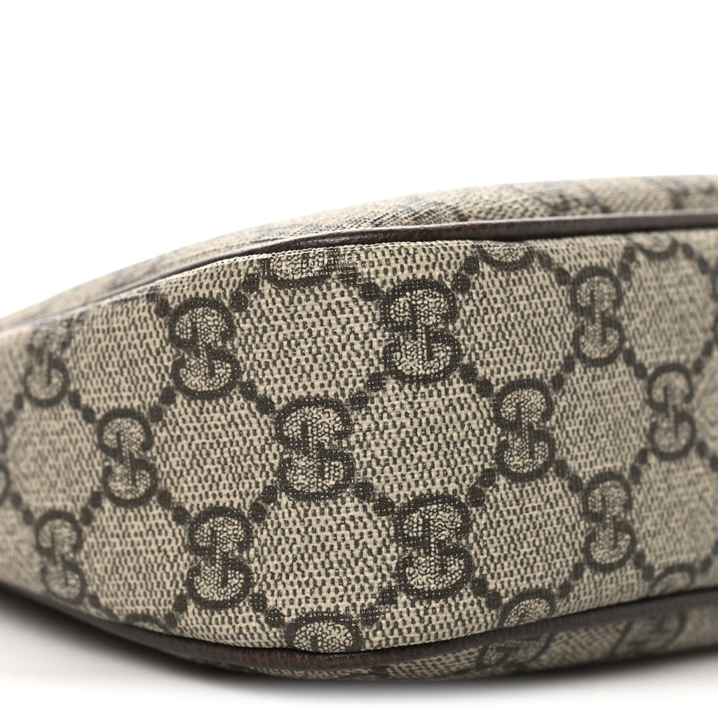 Gucci GG Supreme Monogram Textured Dollar Calfskin Web Small Ophidia GG Handbag Beige Ebony New Acero