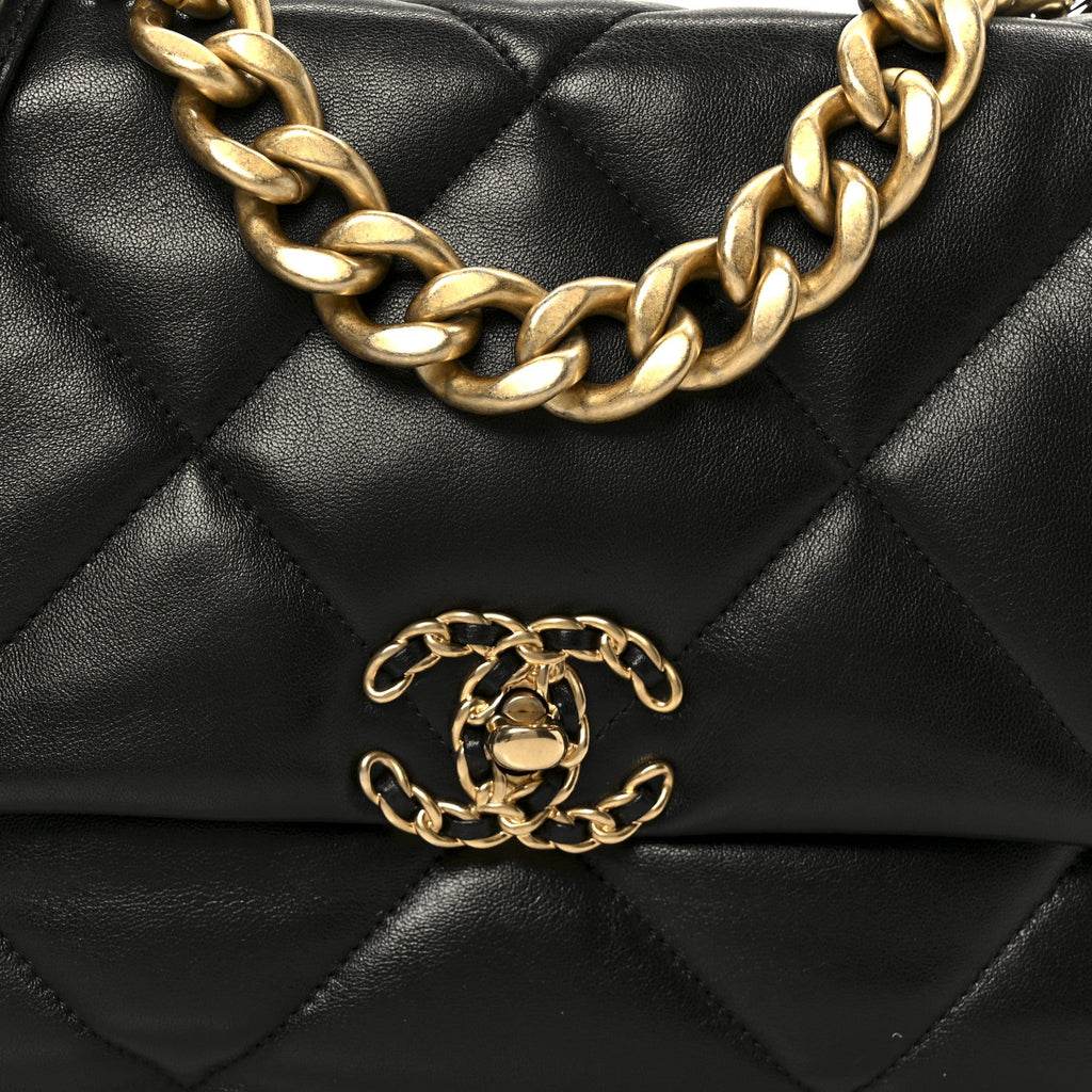 Chanel Lambskin Quilted Large Chanel 19 Flap Black